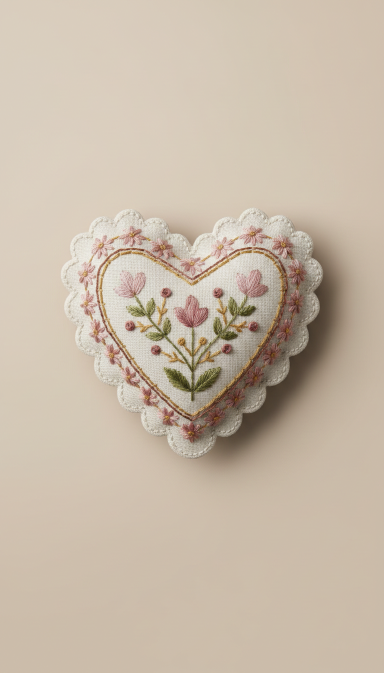 Hand-Embroidered Linen Ornament